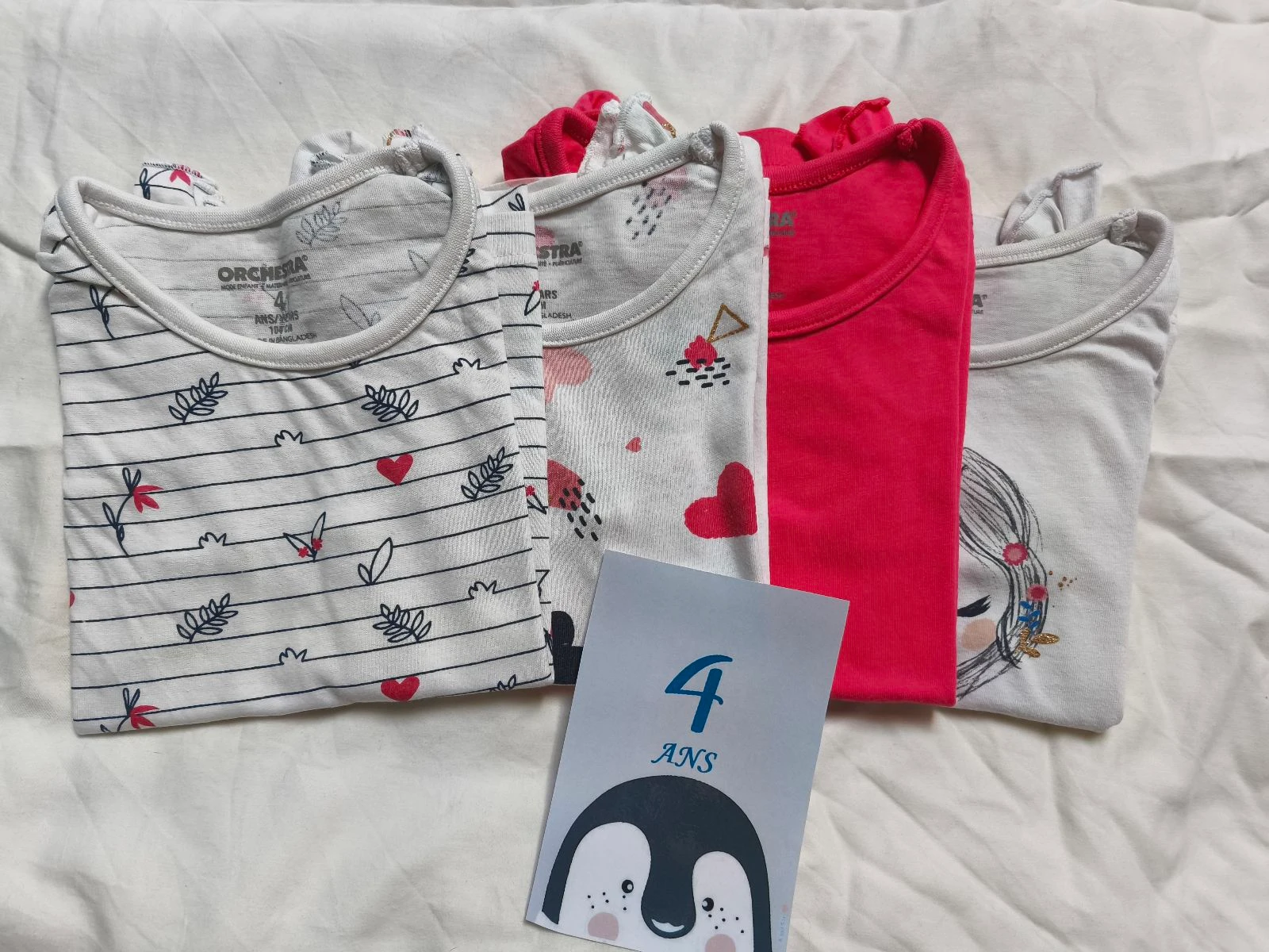 Lot t-shirts manches courtes fille (4 ans)